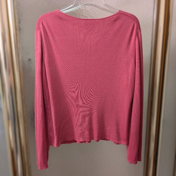 LOFT Pink Silk V-Neck Cardigan - Picture 5 of 8